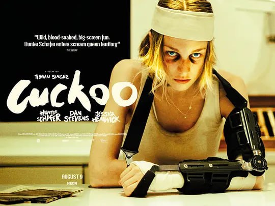 名称：怖谷鸟 Cuckoo (2024)描述：17岁的女孩Gretchen(亨特·莎弗 Hunter Schafer 饰)被迫与家人一起搬到一个度假胜地，而那里并不像看上去的那样平静