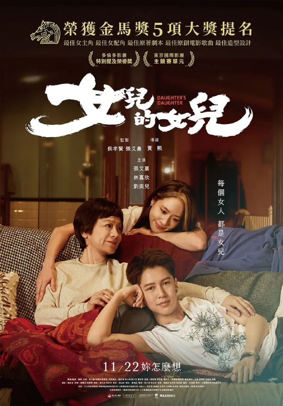 名称：女儿的女儿 女兒的女兒 (2024)描述：耳顺之年活得悠然自得的金艾霞(张艾嘉 饰)，突被通知在纽约做人工生殖的小女儿(刘奕儿 饰)车祸身亡